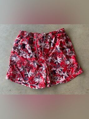 Men's Red Floral Swim Trunks